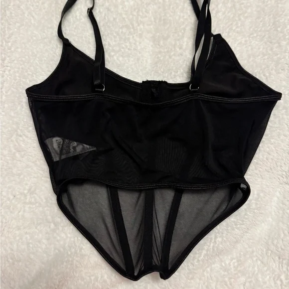 Black Mesh Lace corset like top- Size S - Picture 2 of 6